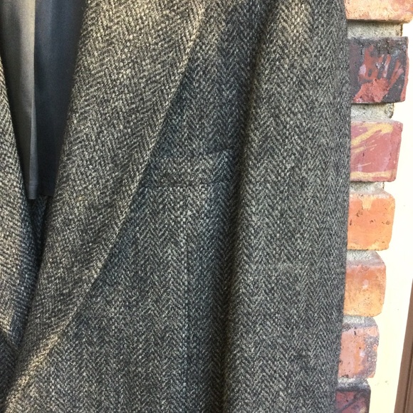 VTG Harris Tweed Wool Blazer Mens 40L Gray Herringbone 2-Button Sport Coat Retro - Picture 7 of 10